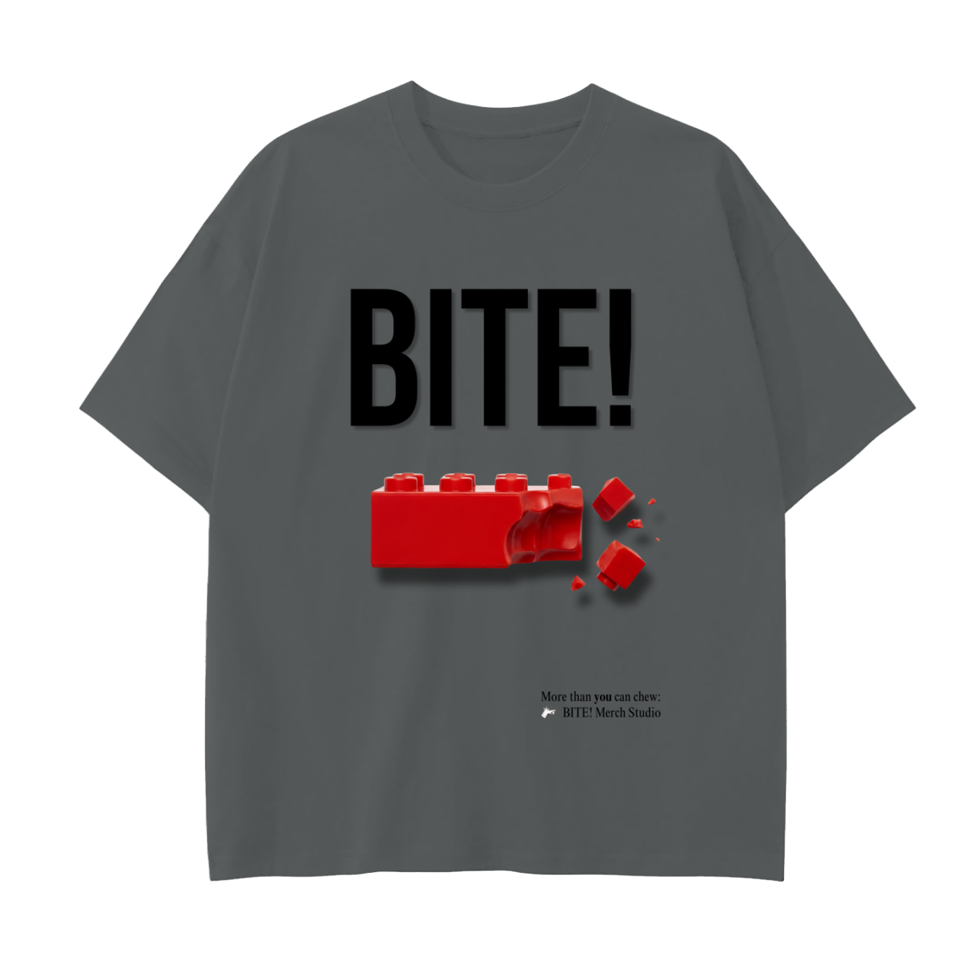 bite,bitestudios,graphic tee,lego inspired,bitten object,impossible series,surreal design,streetwear,statement shirt,minimal