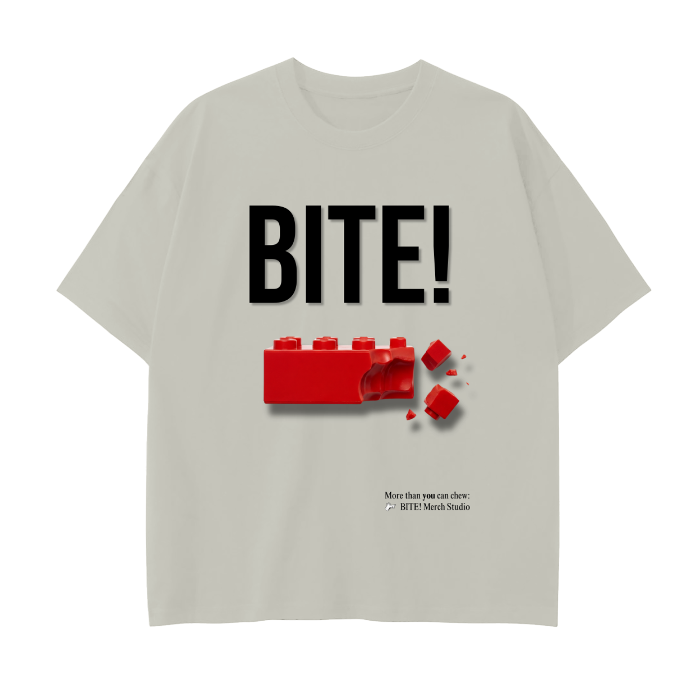 bite,bitestudios,graphic tee,lego inspired,bitten object,impossible series,surreal design,streetwear,statement shirt,minimal